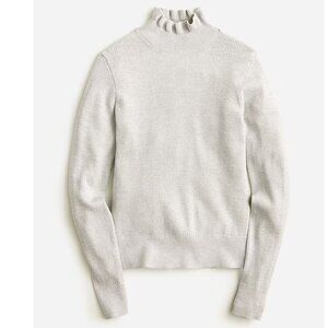 NWT J. Crew Metallic silver merino wool ruffle neck sweater